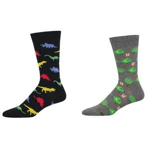NEW SOCKSMITH men's dinosaur & lounge dogs socks - set of 2 pair in multi